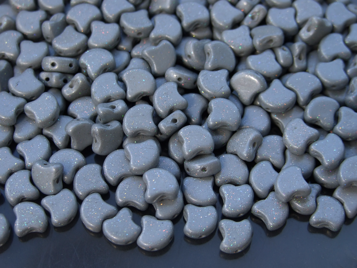 10g Matubo Ginko Duo Czech Seed Beads 7.5x7.5mm Stardance Ultimate Grey Beadacious