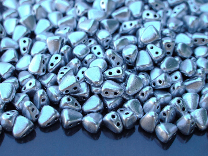 10g Matubo Nib-Bit Czech Beads 5x6mm Matte Metallic Silver Beadacious