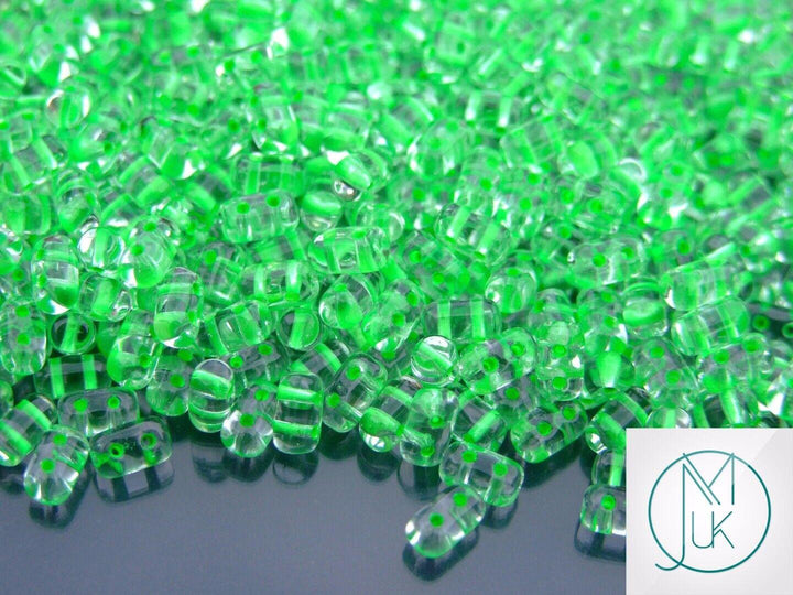 10g Matubo Rulla Czech Seed Beads 3x5mm Neon Green Lined Beadacious