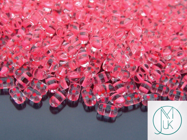 10g Matubo Rulla Czech Seed Beads 3x5mm Neon Pink Lined Beadacious