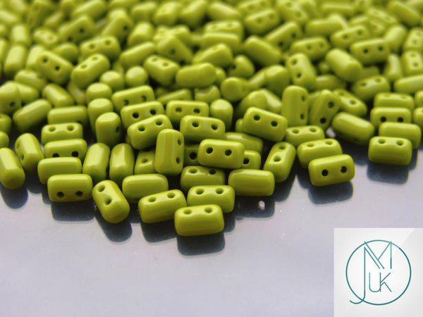 10g Matubo Rulla Czech Seed Beads 3x5mm Opaque Green Beadacious