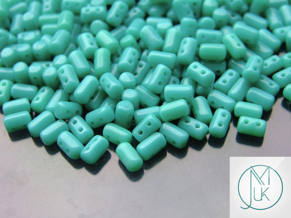 10g Matubo Rulla Czech Seed Beads 3x5mm Opaque Turquoise Green Beadacious