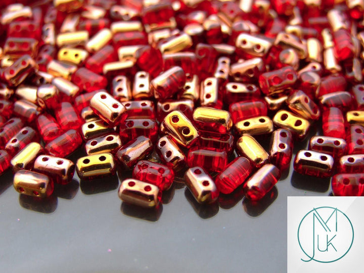 10g Matubo Rulla Czech Seed Beads 3x5mm Ruby Capri Gold Beadacious