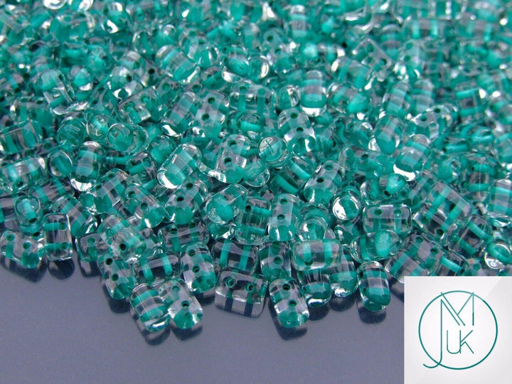 10g Matubo Rulla Czech Seed Beads 3x5mm Teal Lined Beadacious