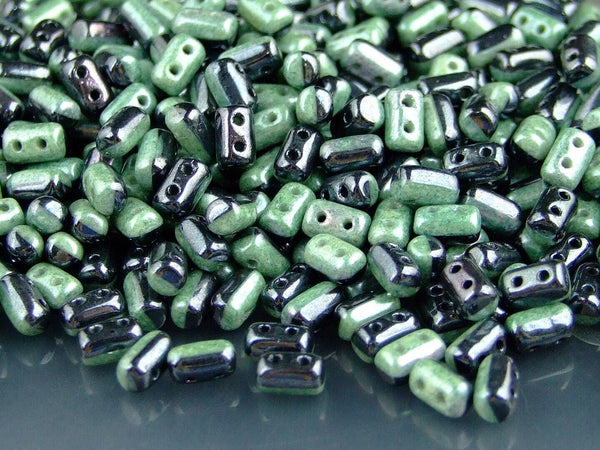 10g Matubo Rulla Duets Czech Seed Beads 3x5mm Black Dark Green Luster Beadacious