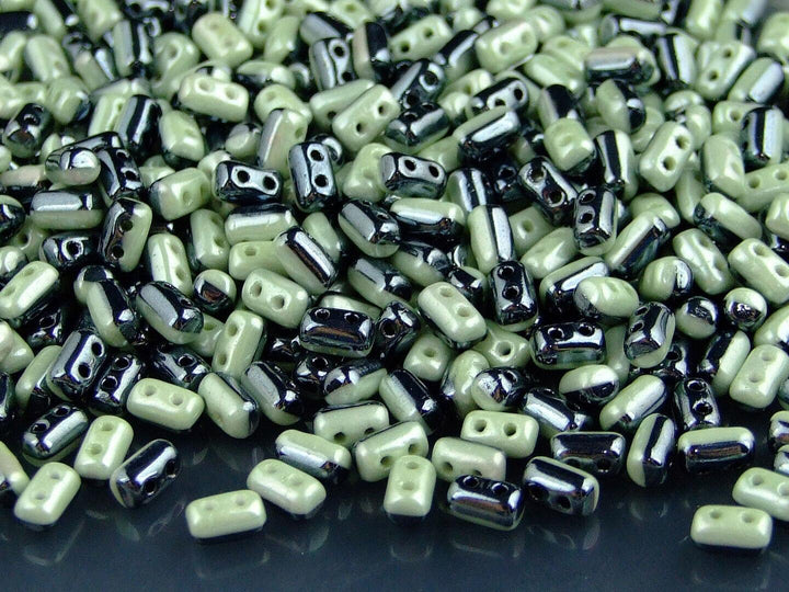 10g Matubo Rulla Duets Czech Seed Beads 3x5mm Black Green Luster Beadacious