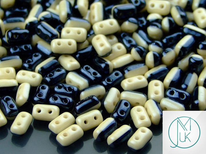 10g Matubo Rulla Duets Czech Seed Beads 3x5mm Black White Beige Luster Beadacious