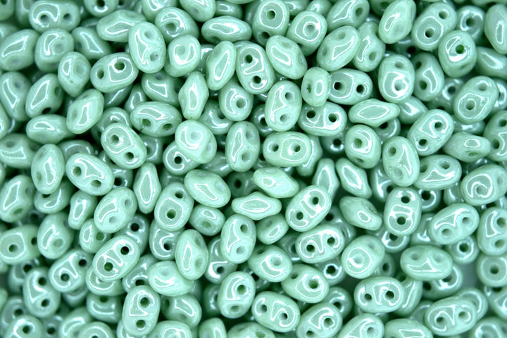 10g Matubo SuperDuo Czech Seed Beads 2.5x5mm Chalk Light Green Luster Beadacious