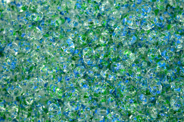 10g Matubo SuperDuo Czech Seed Beads 2.5x5mm Confetti Splash Blue Green Beadacious