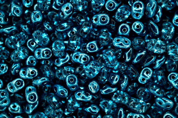 10g Matubo SuperDuo Czech Seed Beads 2.5x5mm Crystal Blue Turquoise Half 1/2 Metalust Beadacious