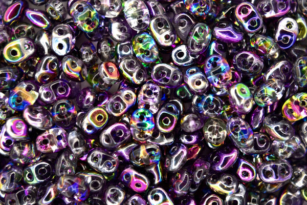 10g Matubo SuperDuo Czech Seed Beads 2.5x5mm Crystal Magic Violet Grey Beadacious