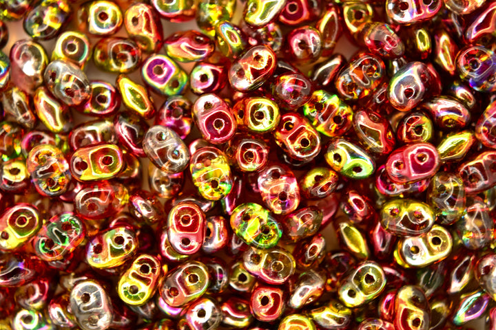 10g Matubo SuperDuo Czech Seed Beads 2.5x5mm Crystal Magic Yellow Red Beadacious