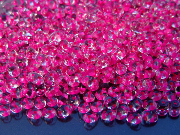 10g Matubo SuperDuo Czech Seed Beads 2.5x5mm Crystal Pink Lined Beadacious