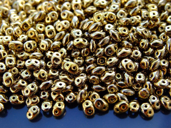 10g Matubo SuperDuo Czech Seed Beads 2.5x5mm Gold Beadacious