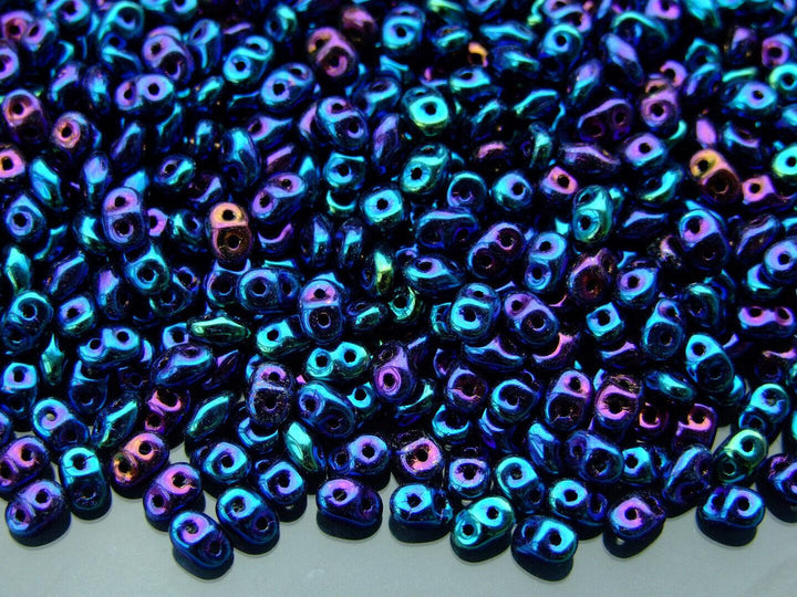 10g Matubo SuperDuo Czech Seed Beads 2.5x5mm Iris Blue Beadacious