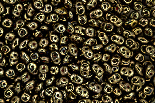 10g Matubo SuperDuo Czech Seed Beads 2.5x5mm Jet Bronze Picasso Beadacious