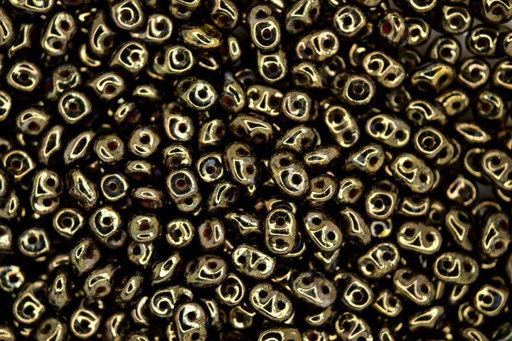 10g Matubo SuperDuo Czech Seed Beads 2.5x5mm Jet Bronze Picasso Beadacious