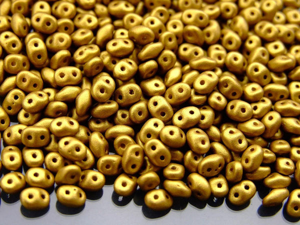 10g Matubo SuperDuo Czech Seed Beads 2.5x5mm Matte Metallic Aztec Gold Beadacious