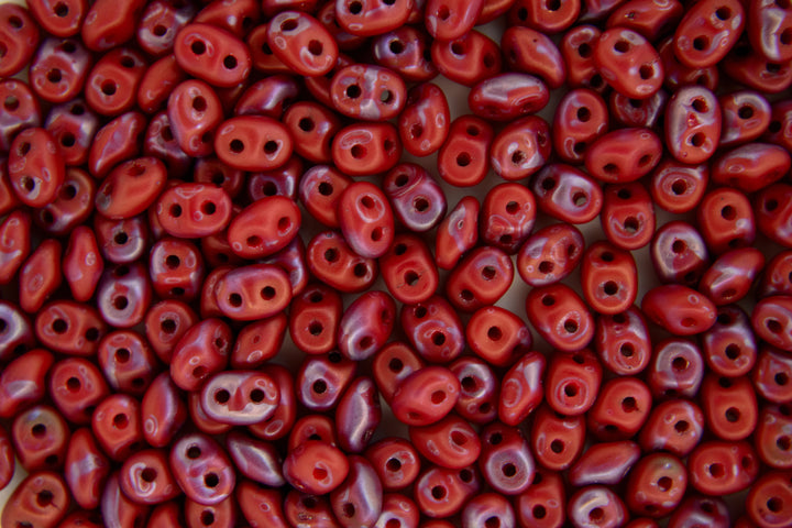 10g Matubo SuperDuo Czech Seed Beads 2.5x5mm Matte Nebula Red Coral Beadacious