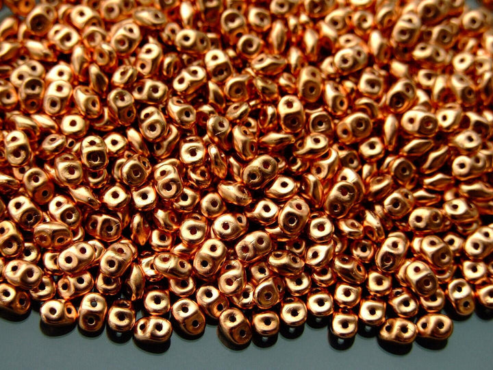 10g Matubo SuperDuo Czech Seed Beads 2.5x5mm Metallic Copper Penny Beadacious