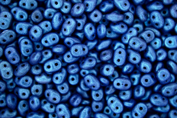 10g Matubo SuperDuo Czech Seed Beads 2.5x5mm Metallic Suede Blue Beadacious