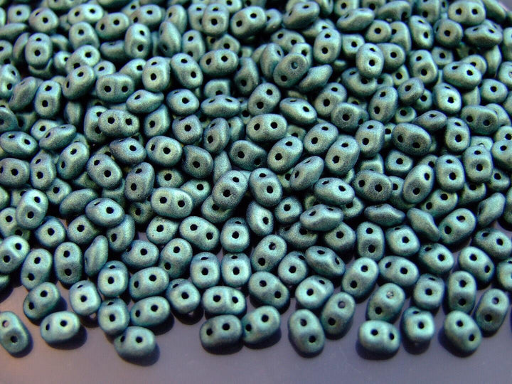 10g Matubo SuperDuo Czech Seed Beads 2.5x5mm Metallic Suede Light Green Beadacious