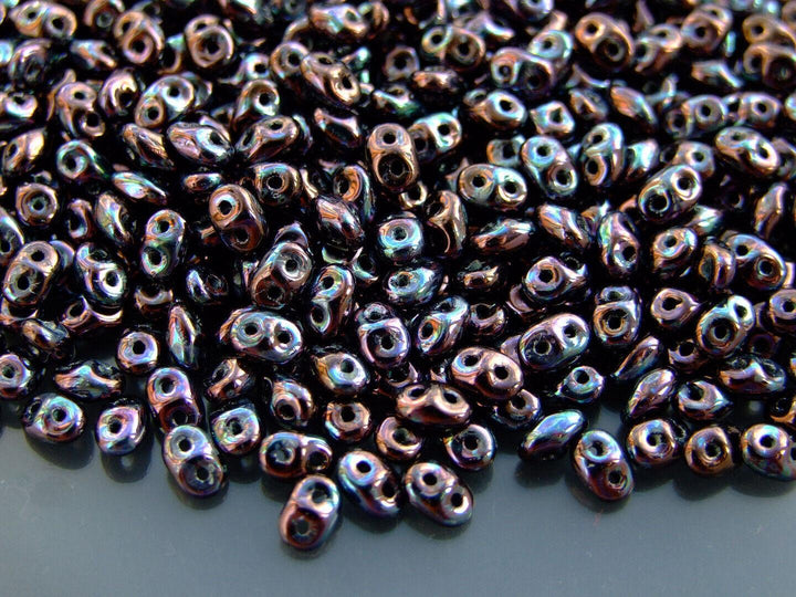 10g Matubo SuperDuo Czech Seed Beads 2.5x5mm Nebula Jet Beadacious