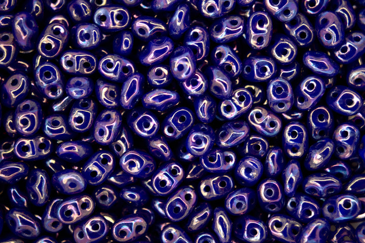 10g Matubo SuperDuo Czech Seed Beads 2.5x5mm Nebula Opaque Blue Beadacious