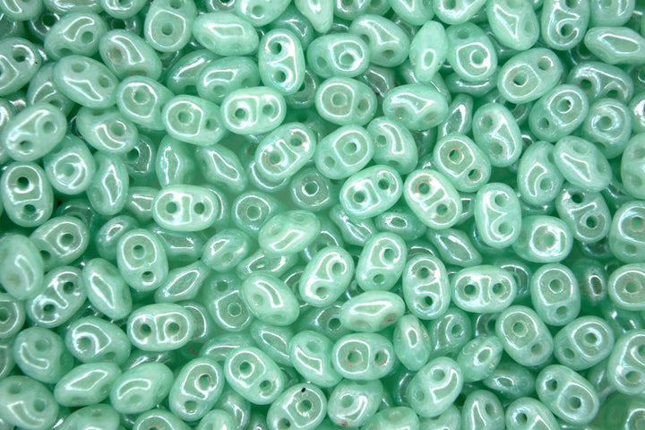 10g Matubo SuperDuo Czech Seed Beads 2.5x5mm Opal Aqua Luster Beadacious