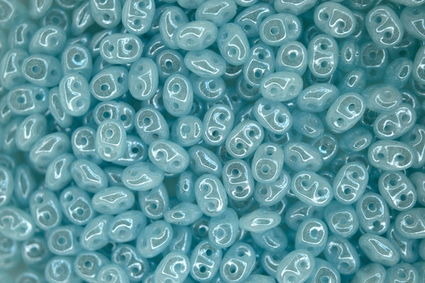 10g Matubo SuperDuo Czech Seed Beads 2.5x5mm Opal Aquamarine Luster Beadacious