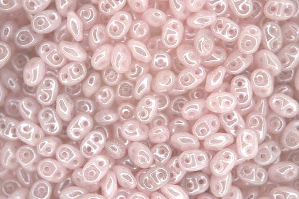 10g Matubo SuperDuo Czech Seed Beads 2.5x5mm Opal Light Pink Luster Beadacious