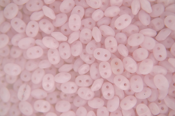 10g Matubo SuperDuo Czech Seed Beads 2.5x5mm Opal Light Pink Matte Beadacious