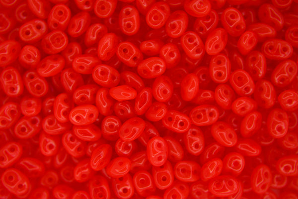 10g Matubo SuperDuo Czech Seed Beads 2.5x5mm Opal Red Bright Beadacious