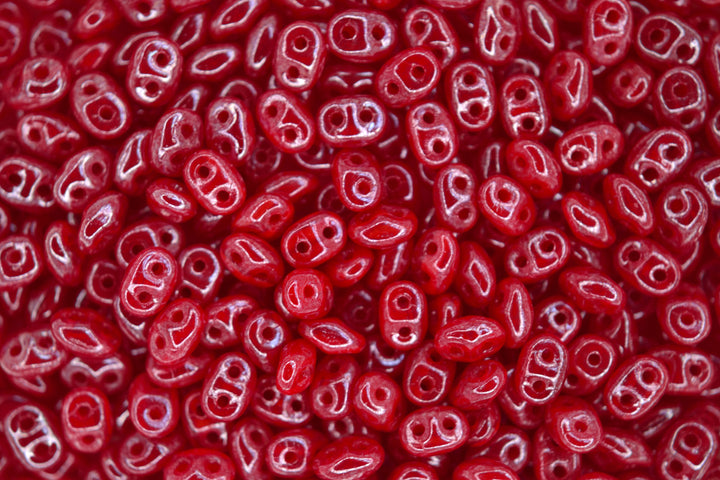 10g Matubo SuperDuo Czech Seed Beads 2.5x5mm Opal Red Dark Luster Beadacious