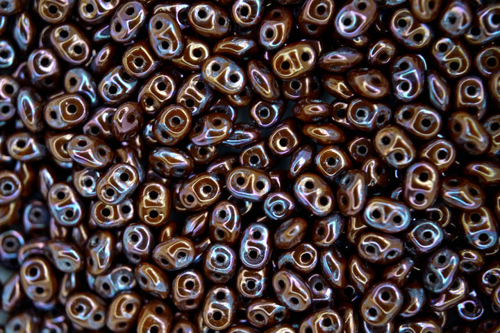 10g Matubo SuperDuo Czech Seed Beads 2.5x5mm Opaque Brown Umber Nebula Beadacious