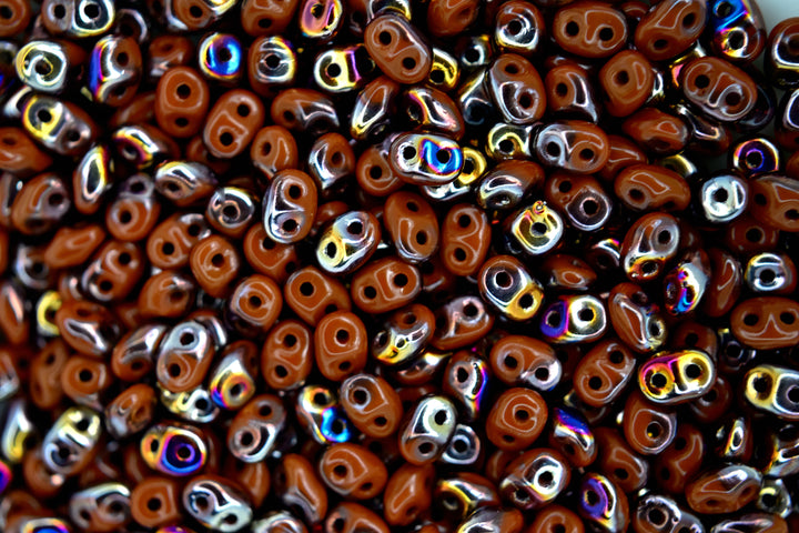 10g Matubo SuperDuo Czech Seed Beads 2.5x5mm Opaque Brown Umber Sliperit Beadacious