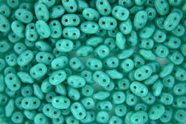 10g Matubo SuperDuo Czech Seed Beads 2.5x5mm Opaque Green Turquoise Beadacious