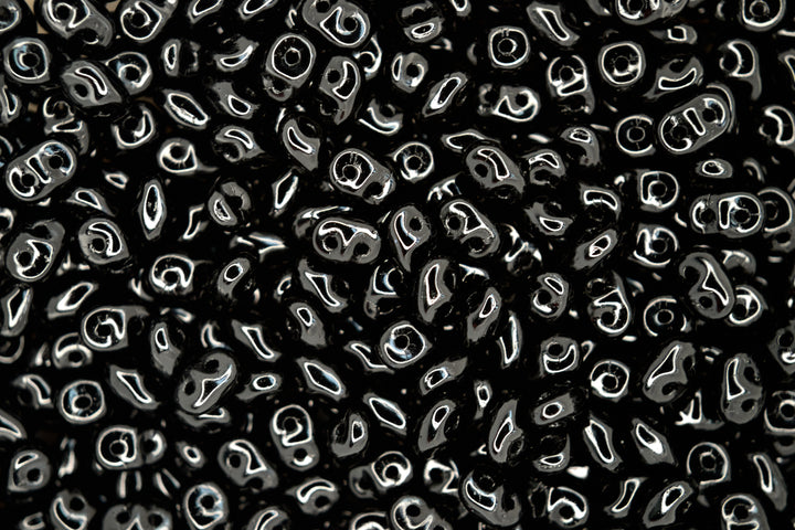 10g Matubo SuperDuo Czech Seed Beads 2.5x5mm Opaque Jet Black Beadacious