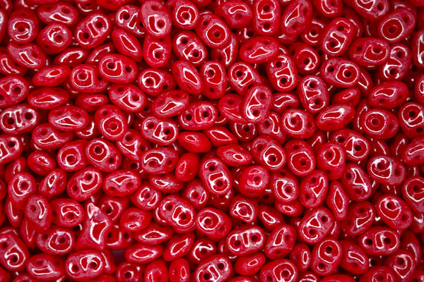 10g Matubo SuperDuo Czech Seed Beads 2.5x5mm Opaque Red Luster Beadacious