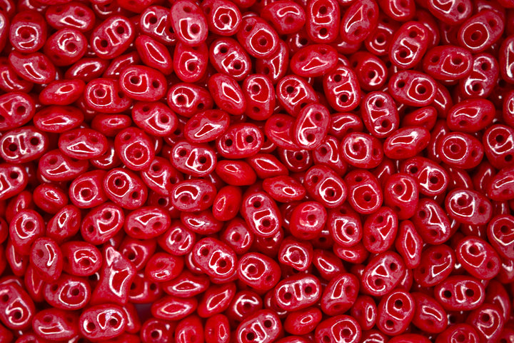 10g Matubo SuperDuo Czech Seed Beads 2.5x5mm Opaque Red Luster Beadacious