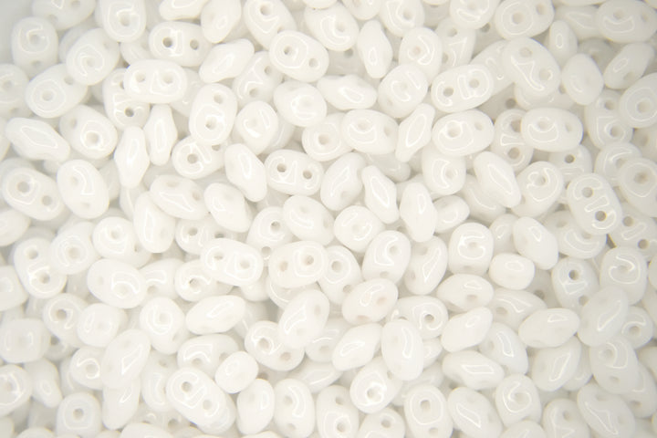 10g Matubo SuperDuo Czech Seed Beads 2.5x5mm Opaque White Beadacious