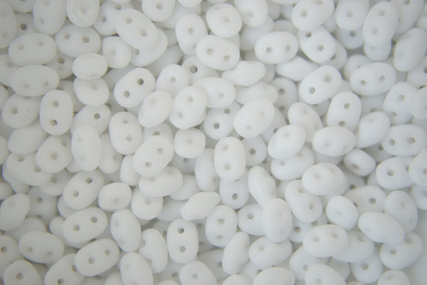 10g Matubo SuperDuo Czech Seed Beads 2.5x5mm Opaque White Matt Beadacious