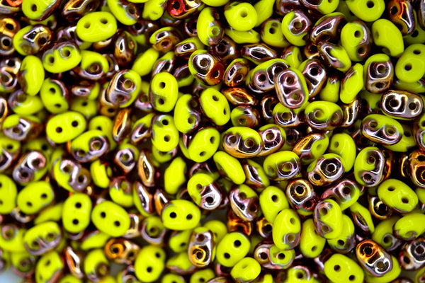 10g Matubo SuperDuo Czech Seed Beads 2.5x5mm Opaque Yellow Lemon Capri Gold Beadacious