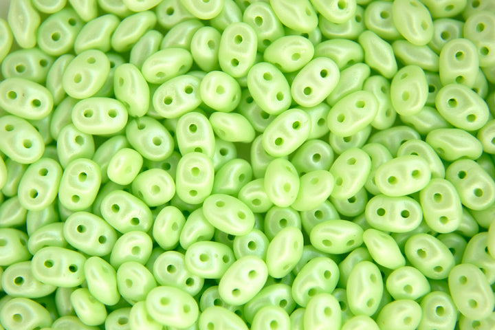 10g Matubo SuperDuo Czech Seed Beads 2.5x5mm Powdery Pastel Lime Beadacious