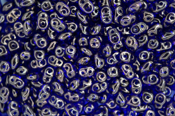 10g Matubo SuperDuo Czech Seed Beads 2.5x5mm Transparent Cobalt Vega Beadacious