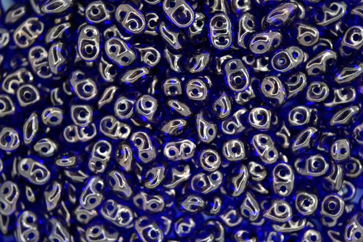 10g Matubo SuperDuo Czech Seed Beads 2.5x5mm Transparent Cobalt Vega Beadacious