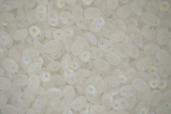 10g Matubo SuperDuo Czech Seed Beads 2.5x5mm Transparent Crystal AB Matte Beadacious