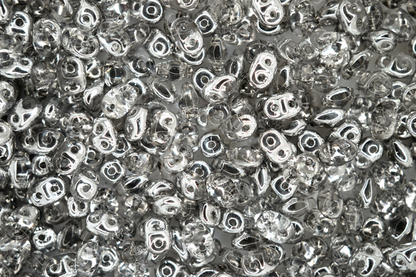 10g Matubo SuperDuo Czech Seed Beads 2.5x5mm Transparent Crystal Half Silver 1/2 Beadacious