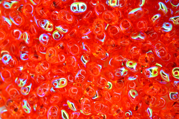 10g Matubo SuperDuo Czech Seed Beads 2.5x5mm Transparent Orange Hyacinth AB Beadacious