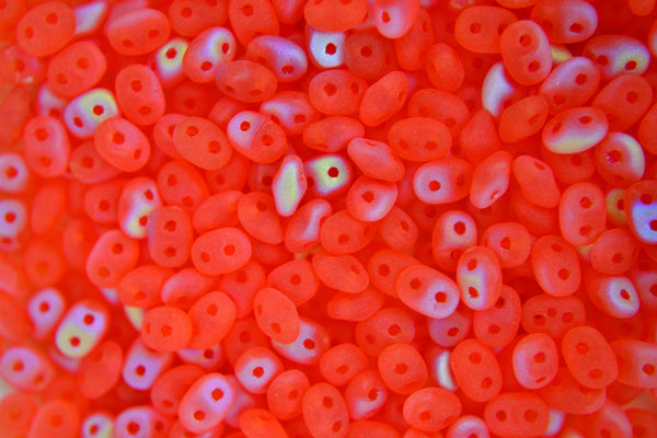 10g Matubo SuperDuo Czech Seed Beads 2.5x5mm Transparent Orange Hyacinth Matte AB Beadacious